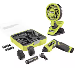 Ryobi USB Multi-Head Screwdriver Kit w/ Cordless Clamp Fan, 10-Pc. Bit Set for $50 + free shipping