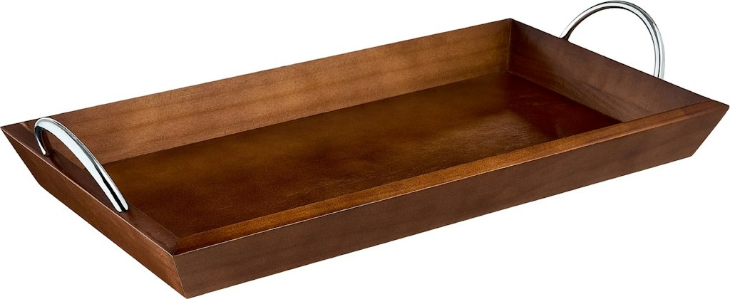 Mainstays 18" x 10" Wooden Tabletop Tray w/ Chrome Handles: $9.14