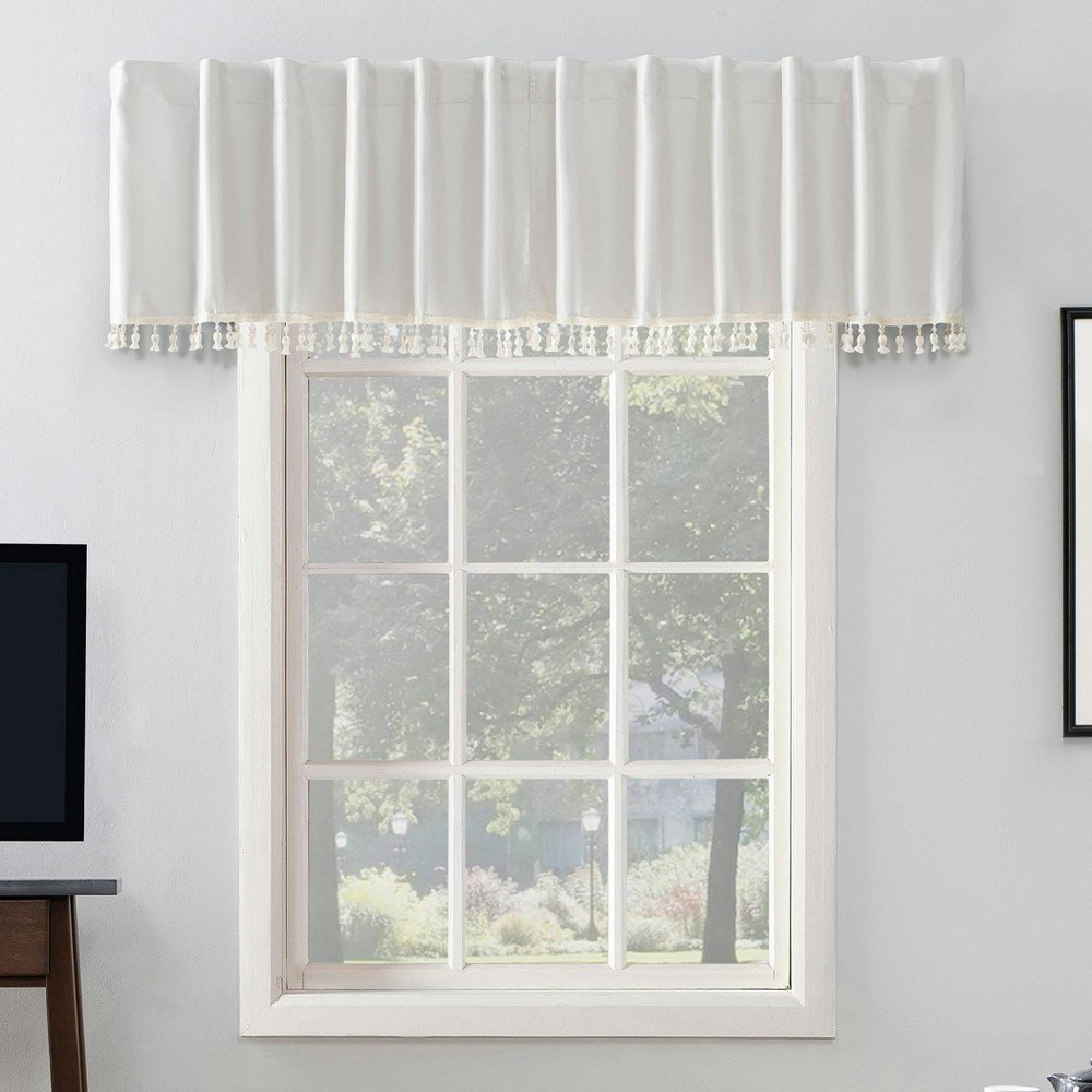 Sun Zero Evelina 50"x17" Faux Dupioni Silk Beaded Tassels Curtain Valance: $19.99 Sun Zero Evelina 50"x17" Faux Dupioni Silk Beaded Tassels Curtain Valance: $19.99