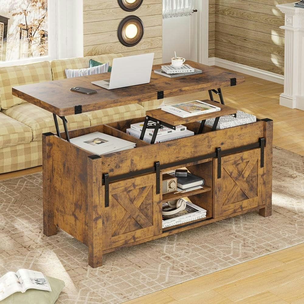 Rustic Brown Wood Lift Top Coffee Table: $799.99 Rustic Brown Wood Lift Top Coffee Table: $799.99