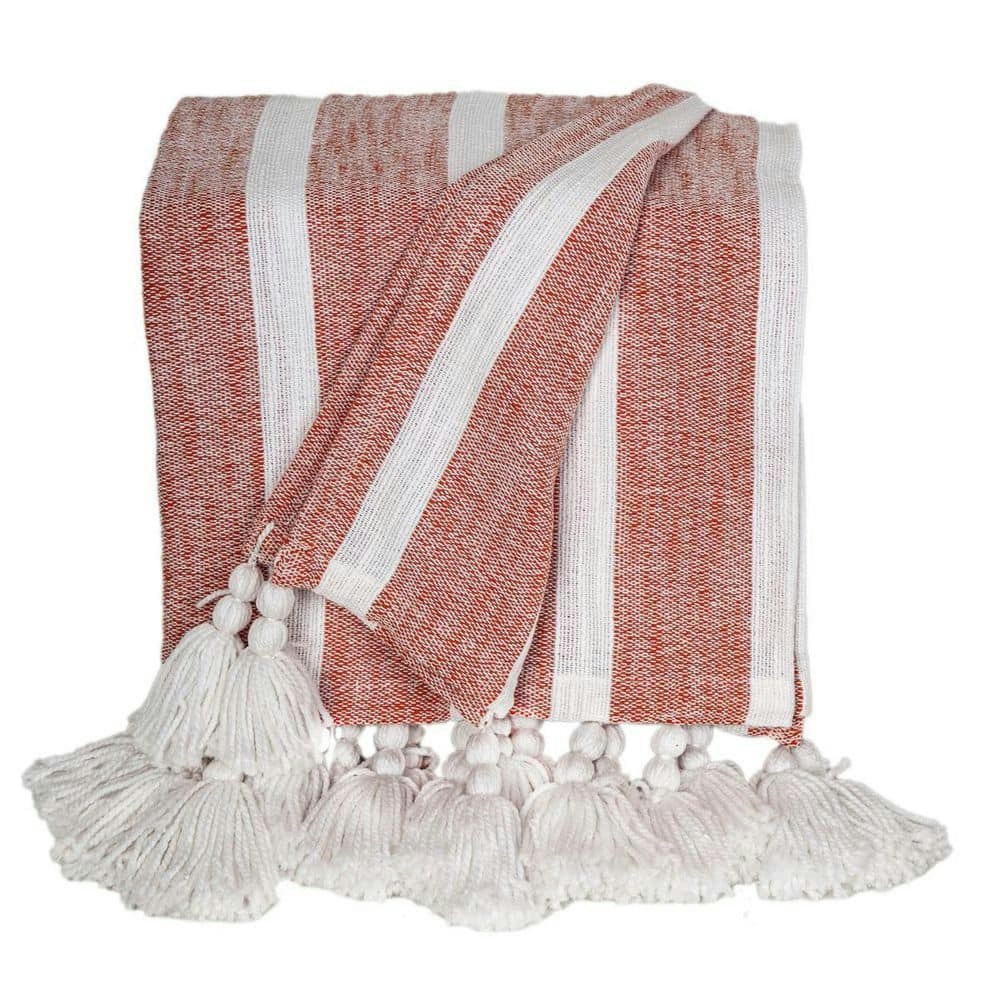Rust Striped Cotton Throw Blanket: $57.25 Rust Striped Cotton Throw Blanket: $57.25