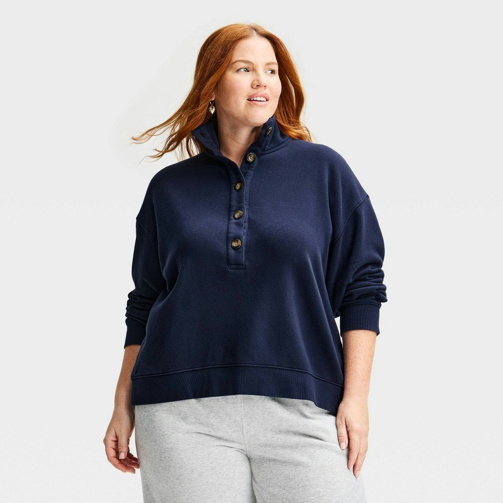 Women's Long Sleeve Button-Front Sweatshirt: $35