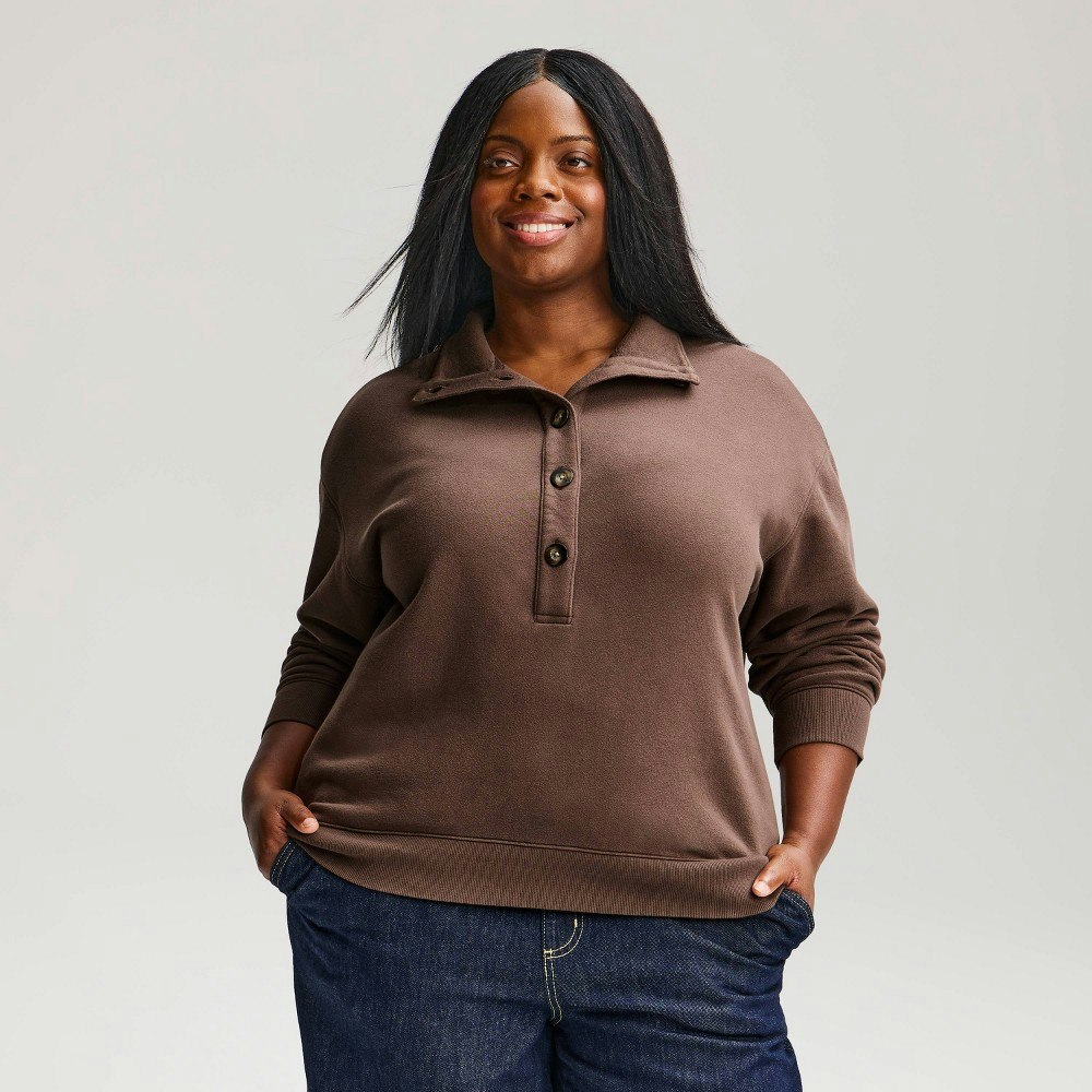 Universal Thread Women's Long Sleeve Button-Front Sweatshirt 1X: $35
