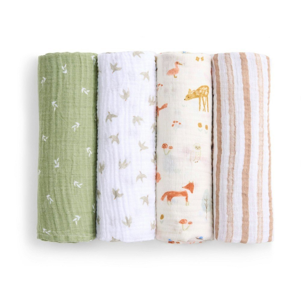 Aden + Anais Essentials Cotton Muslin Swaddle Blanket 4-Pack: $39.99