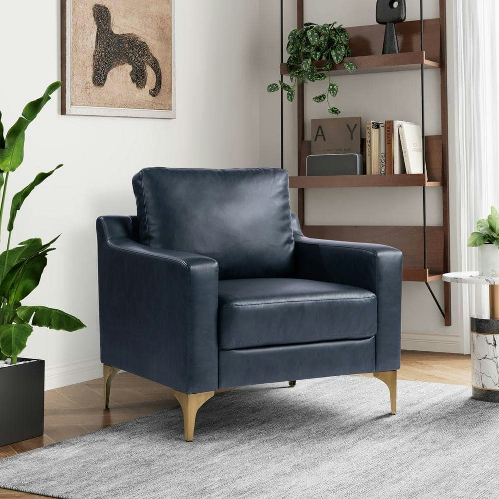 Francis Blue Faux Leather Armchair: $340.94