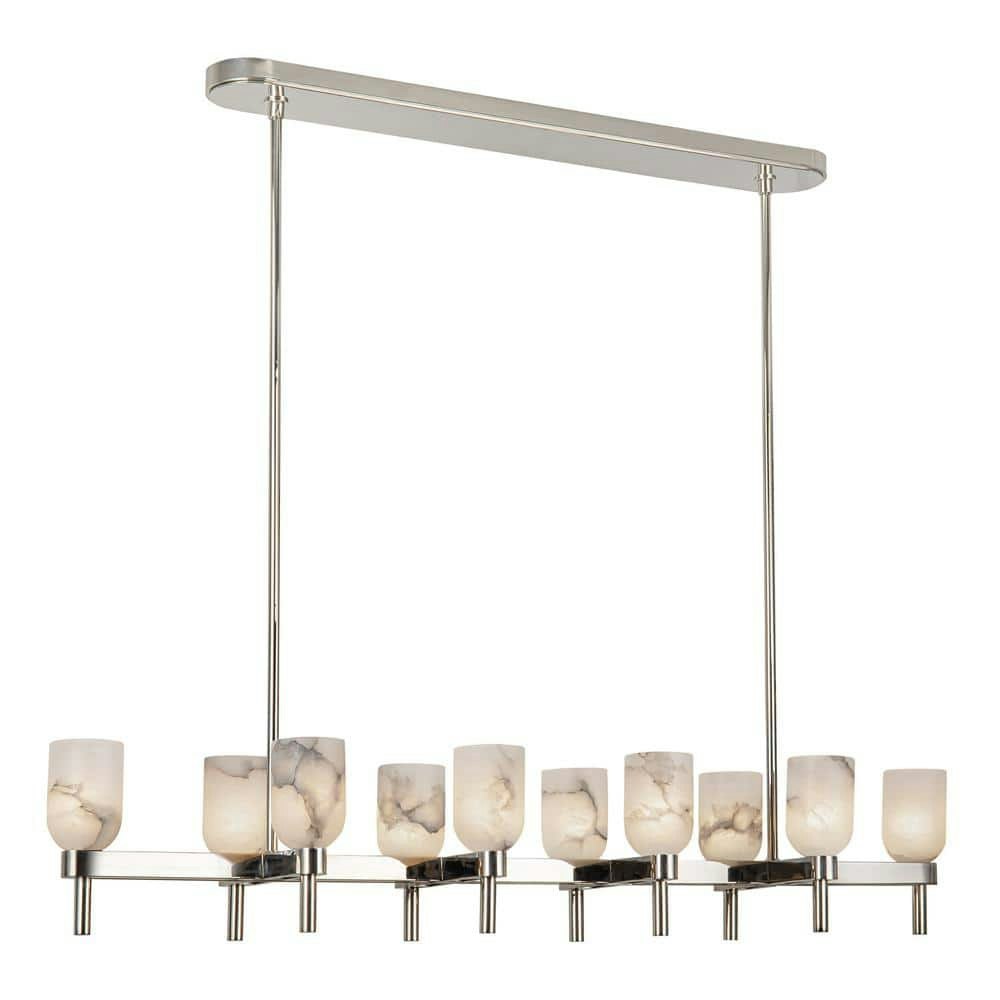 Lucian 52-inch 10-Light Polished Nickel Alabaster Pendant Light: $4,198.40 Lucian 52-inch 10-Light Polished Nickel Alabaster Pendant Light: $4,198.40