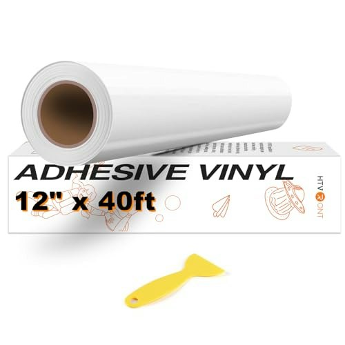 HTVRONT 12" x 40-Foot White Glossy Permanent Adhesive Vinyl Roll: $15.29