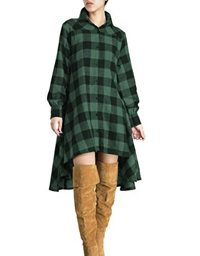Olrain Women's Plaid V-Neck Long Sleeve Casual Shirt Dress: $7.79 Olrain Women's Plaid V-Neck Long Sleeve Casual Shirt Dress: $7.79
