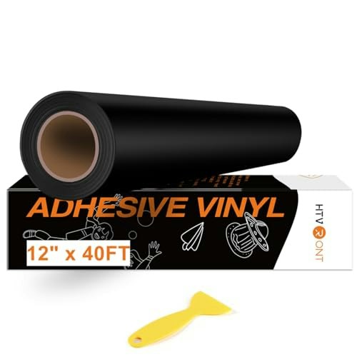 HTVRONT 12" x 40ft Matte Black Permanent Adhesive Vinyl Roll: $15.29 HTVRONT 12" x 40ft Matte Black Permanent Adhesive Vinyl Roll: $15.29