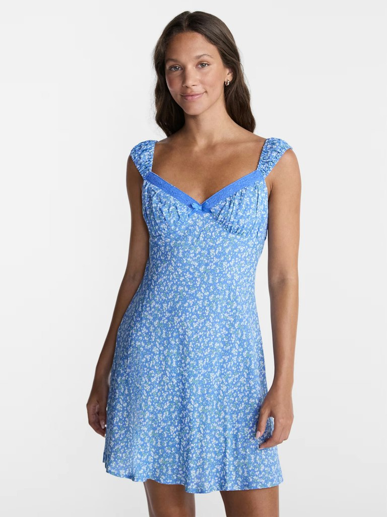 No Boundaries Women's Crochet Trim Cap Sleeve Dress: $4.88