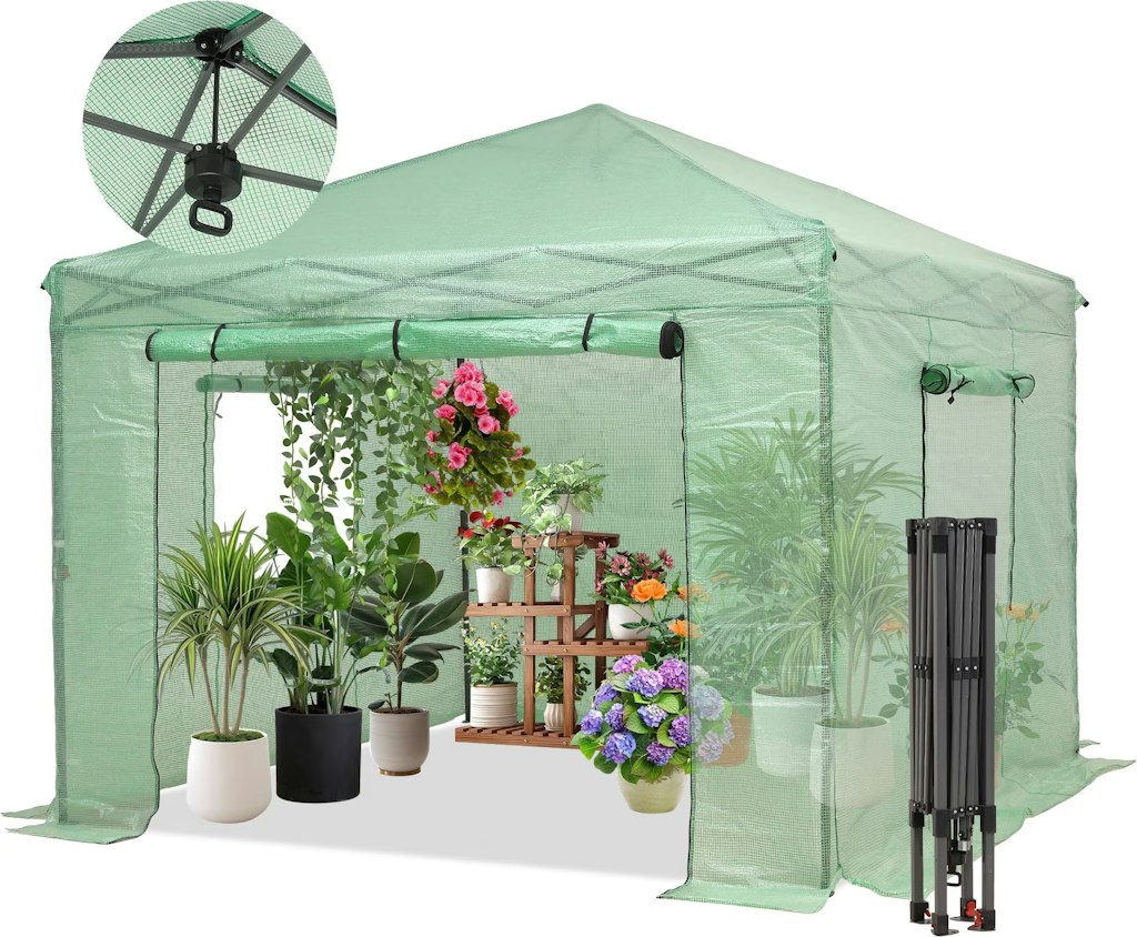 Ainfox 8x8ft Instant Pop Up Walk-In Greenhouse: $65