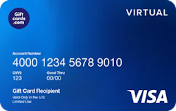 $100 Visa Virtual Gift Card for $100 w/ $10 Giftcards.com Gift Card + free shipping