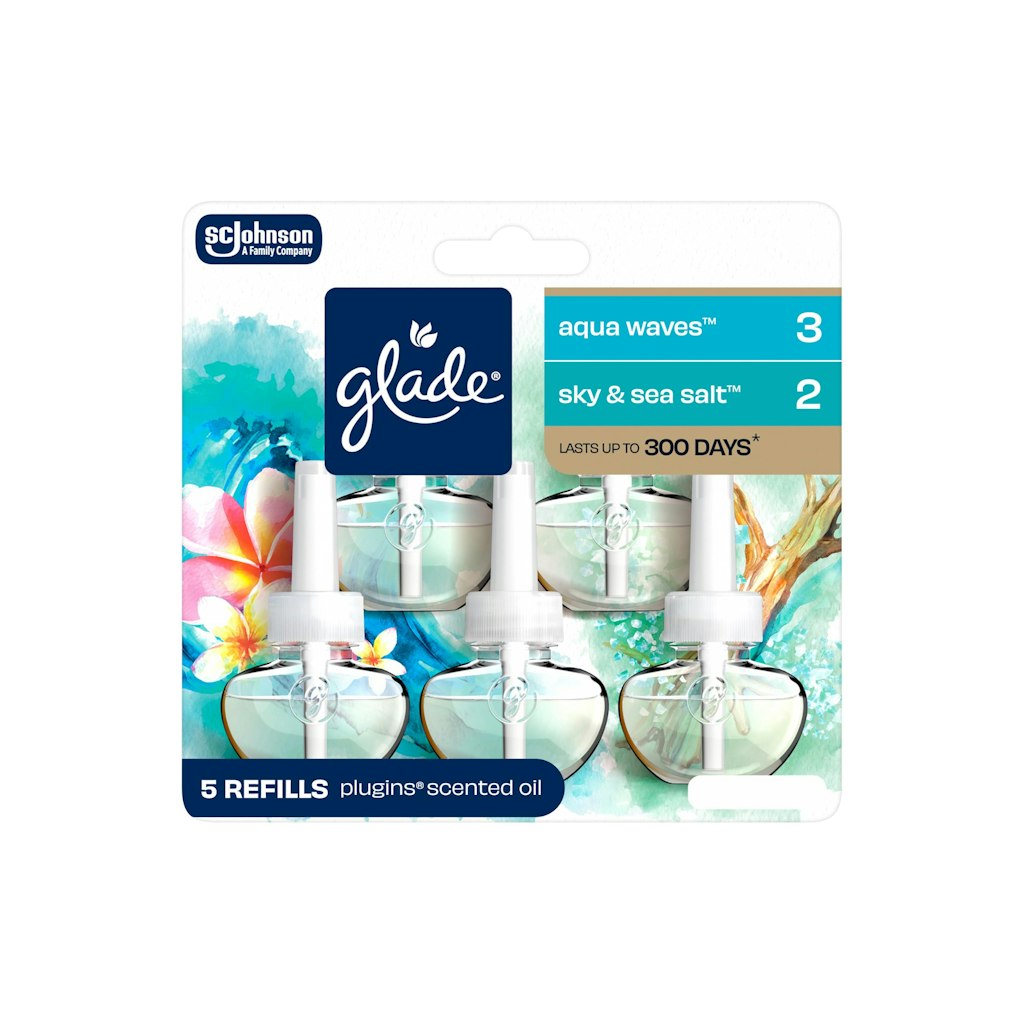 Glade PlugIns Aqua Waves & Sky & Sea Salt Air Freshener Refills 5-Pack: $11 Glade PlugIns Aqua Waves & Sky & Sea Salt Air Freshener Refills 5-Pack: $11
