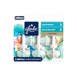Glade PlugIns Aqua Waves & Sky & Sea Salt Air Freshener Refills 5-Pack for $11 + free shipping w/ Prime
