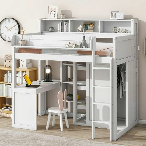 Twin Loft Bed with Desk and Storage Shelves: $579.82 Twin Loft Bed with Desk and Storage Shelves: $579.82