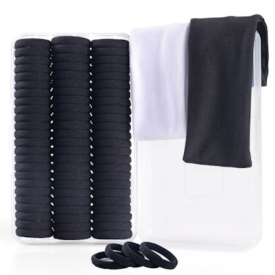 72-Piece Black Hair Tie & Ponytail Holders Set: 1-Cent + free shipping w/ $25
