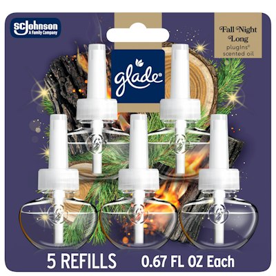 Glade PlugIns Scented Oil Refill Fall Night Long 3.35 fl. oz. 5-Pack for $12 + free shipping w/ Prime