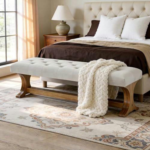 Little Tree 55-inch Upholstered Tufted Bed Bench: $169.99 Little Tree 55-inch Upholstered Tufted Bed Bench: $169.99