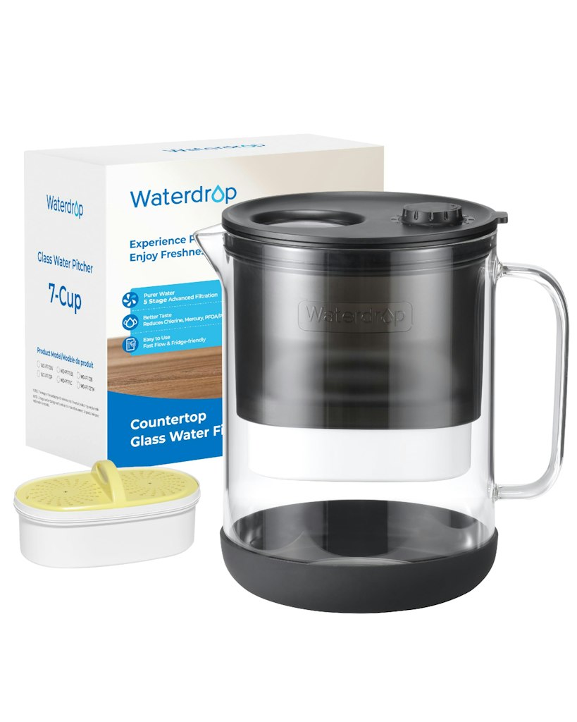 Waterdrop PT-72BL 7-Cup Glass Water Filter Pitcher: $47