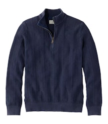 L.L.Bean Men's Sunwashed Textured Cotton Herringbone 1/4 Zip Sweater for $60 + free shipping w/ $75