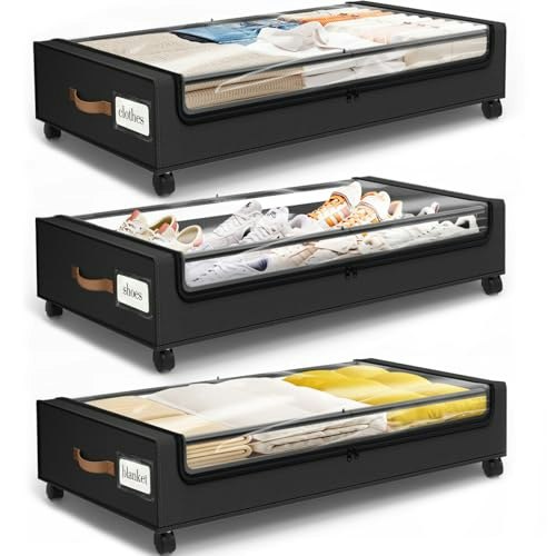 Under Bed Storage Containers with Wheels 3-Pack: $44.97
