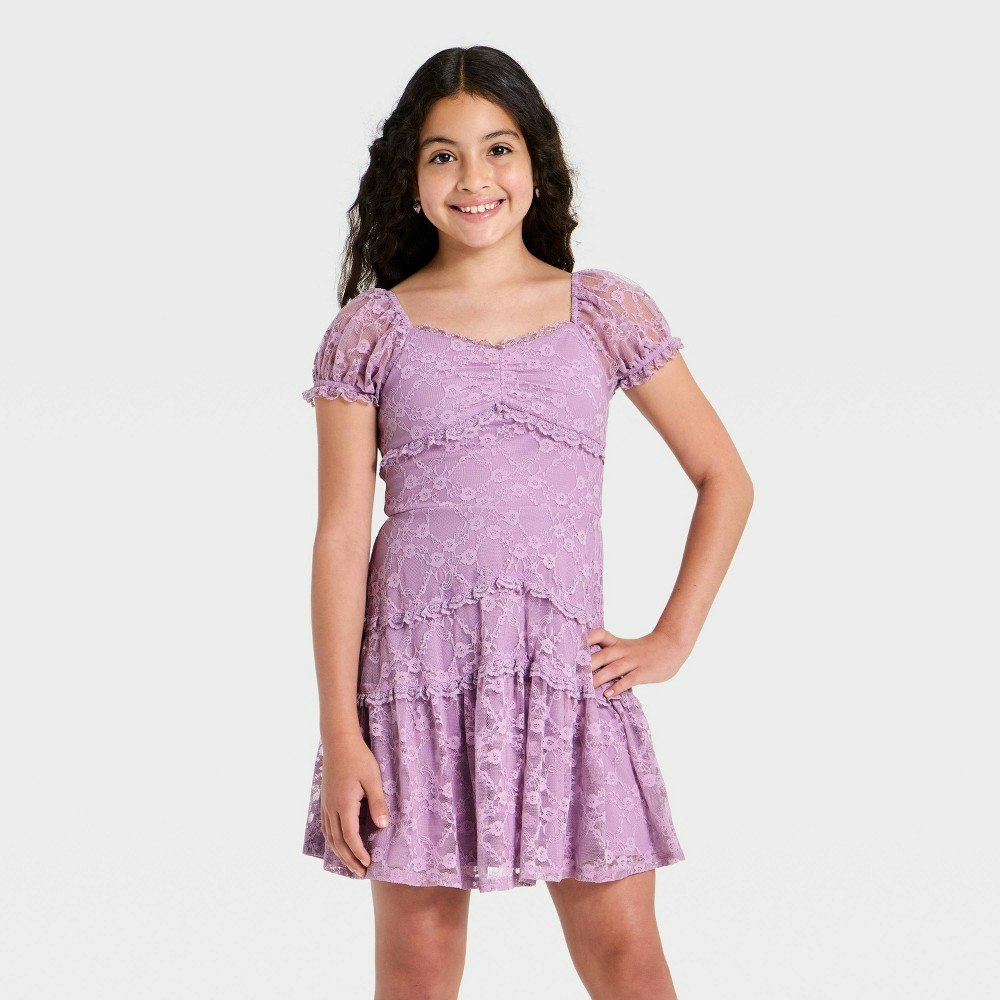 Zenzi Girls' Puff Short Sleeve Tiered Lace Dress: $25 Zenzi Girls' Puff Short Sleeve Tiered Lace Dress: $25