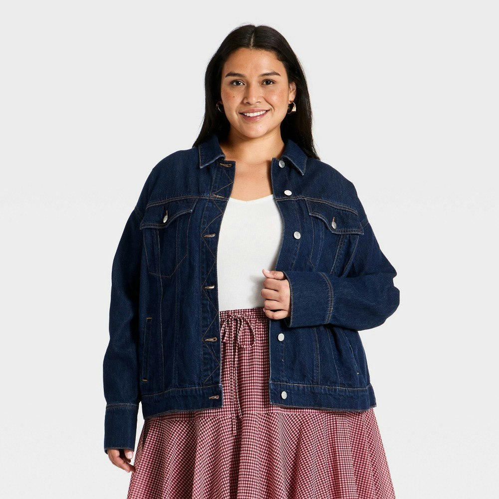 Ava & Viv Women's Plus Boyfriend Denim Trucker Jacket: $45 Ava & Viv Women's Plus Boyfriend Denim Trucker Jacket: $45