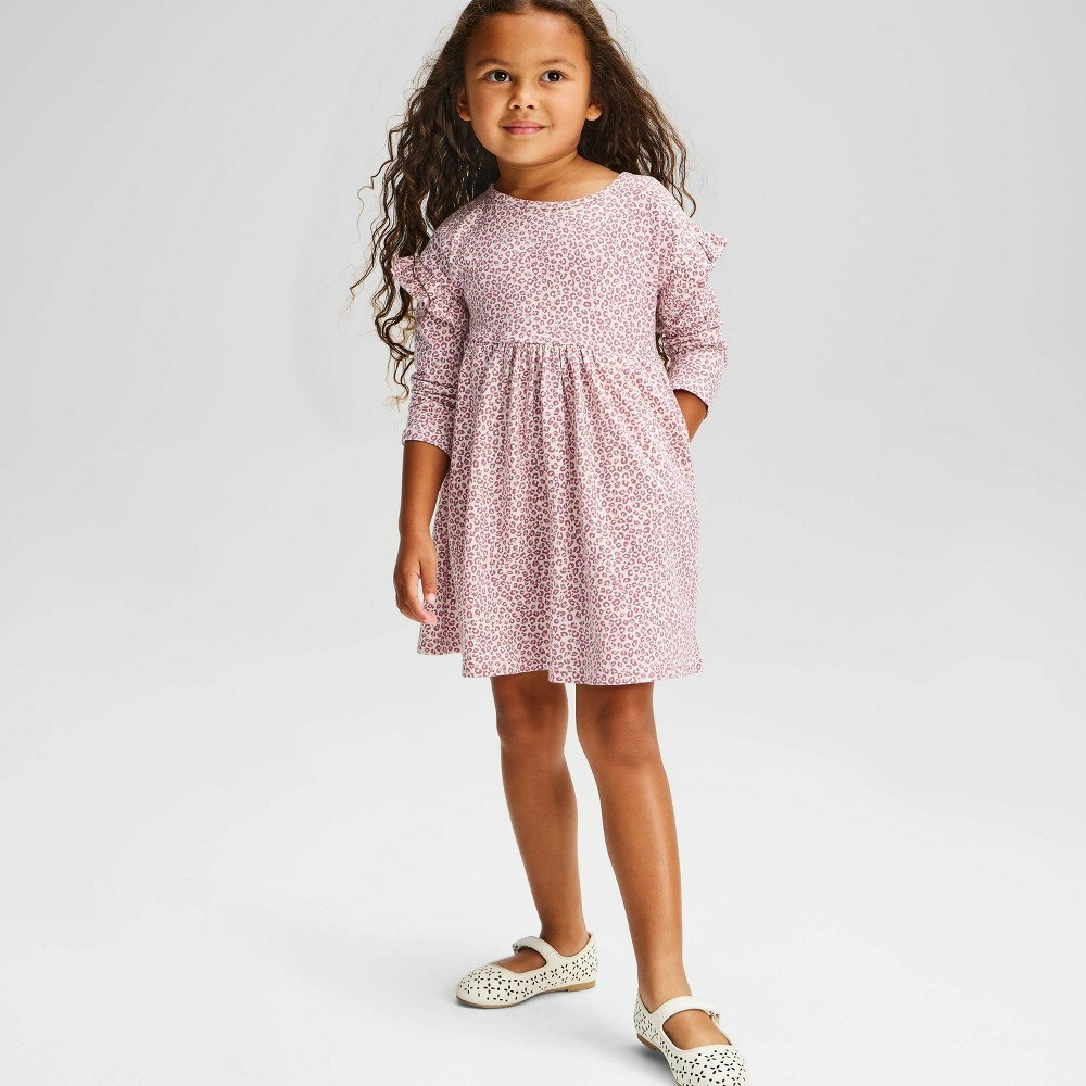 Cat & Jack Toddler Girls' Leopard Print Long Sleeve Dress 2T: $10