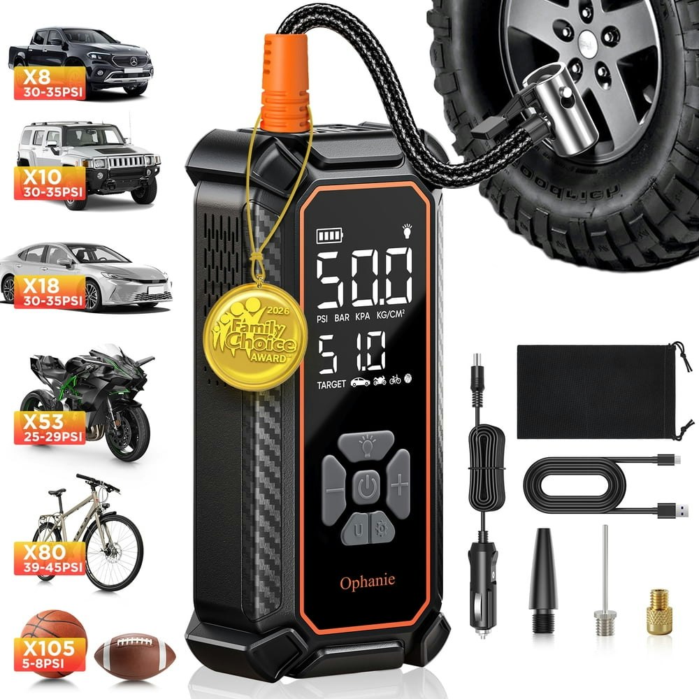 Ophanie 160-PSI Cordless Portable Tire Inflator: $24.99