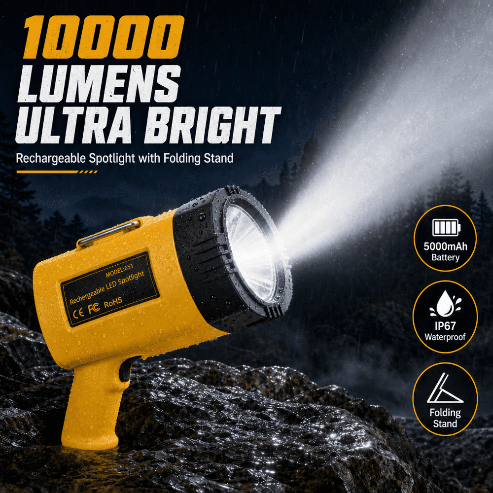 YTAKY 10,000-Lumen Rechargeable Spotlight: $19.89 YTAKY 10,000-Lumen Rechargeable Spotlight: $19.89