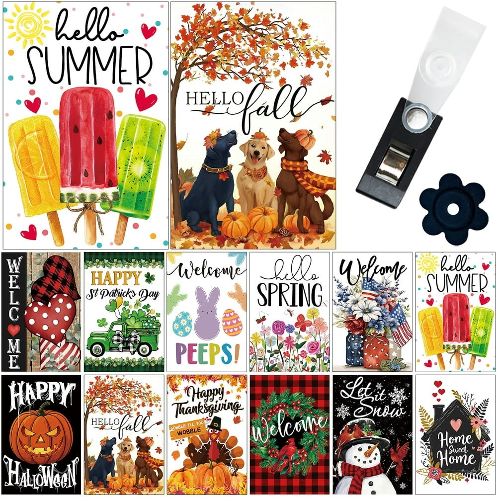 Yileqi Seasonal Garden Flag 12-Pack: $15.28 Yileqi Seasonal Garden Flag 12-Pack: $15.28