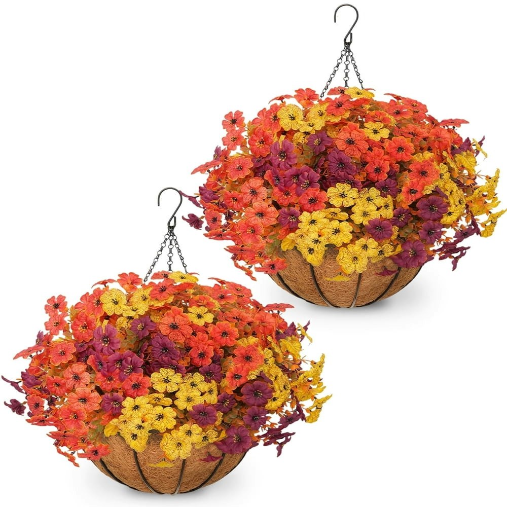Fakcoji Artificial Hanging Flower Basket 2-Pack: $31.49