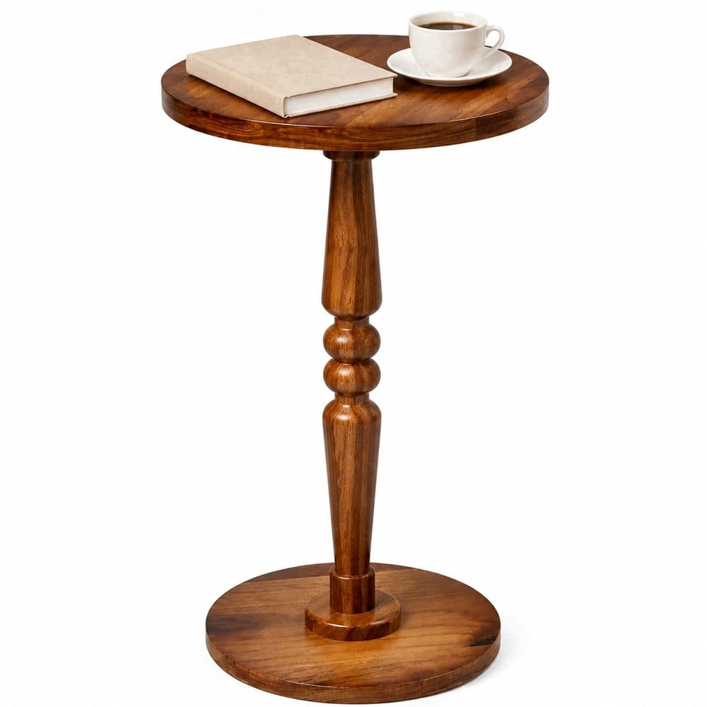 Artmeer Round Solid Wood Pedestal Side Table: $26.99 Artmeer Round Solid Wood Pedestal Side Table: $26.99