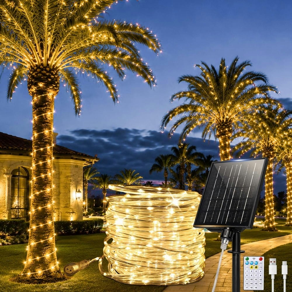 Zeluxdot 165-Foot 500-LED Solar Rope Lights: $56.98