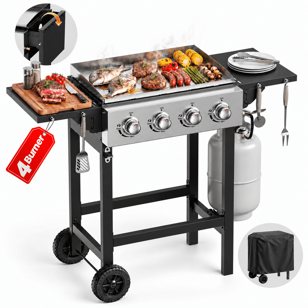 Biotree 42,000 BTU 4-Burner Propane Gas Griddle: $169.99
