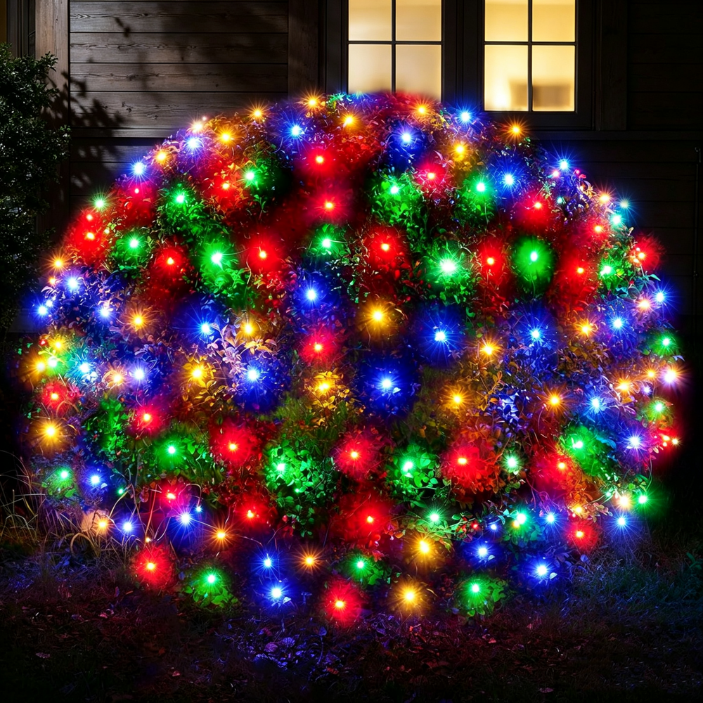 Yspuky 7ftx7ft 144-LED Multicolor Christmas Net Lights: $13.98