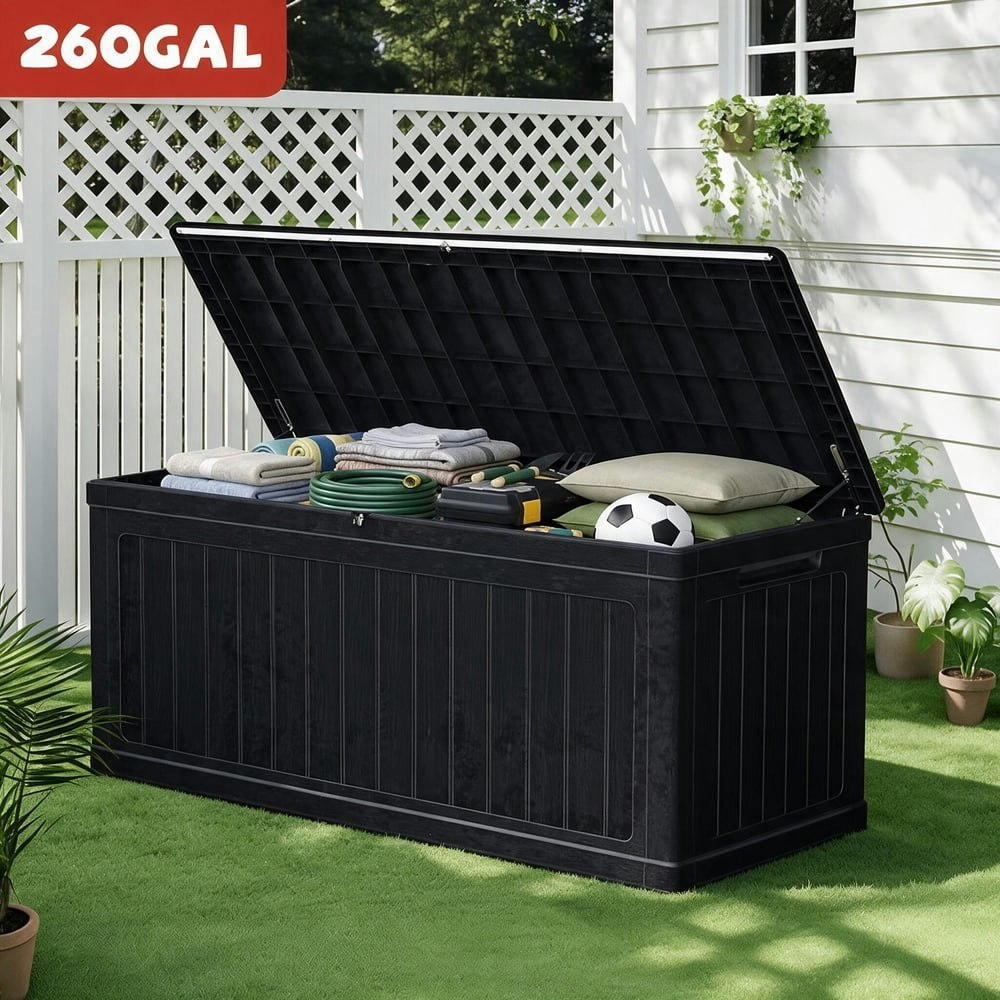 Mersco 260-Gallon Resin Outdoor Storage Deck Box: $239.99 Mersco 260-Gallon Resin Outdoor Storage Deck Box: $239.99