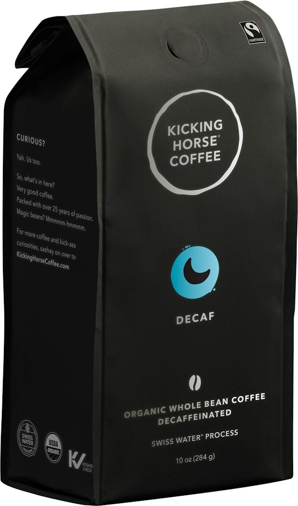 Kicking Horse Coffee Decaf Dark Roast Whole Bean Coffee 10-oz. Bag 6-Pack: $38 via Sub. & Save