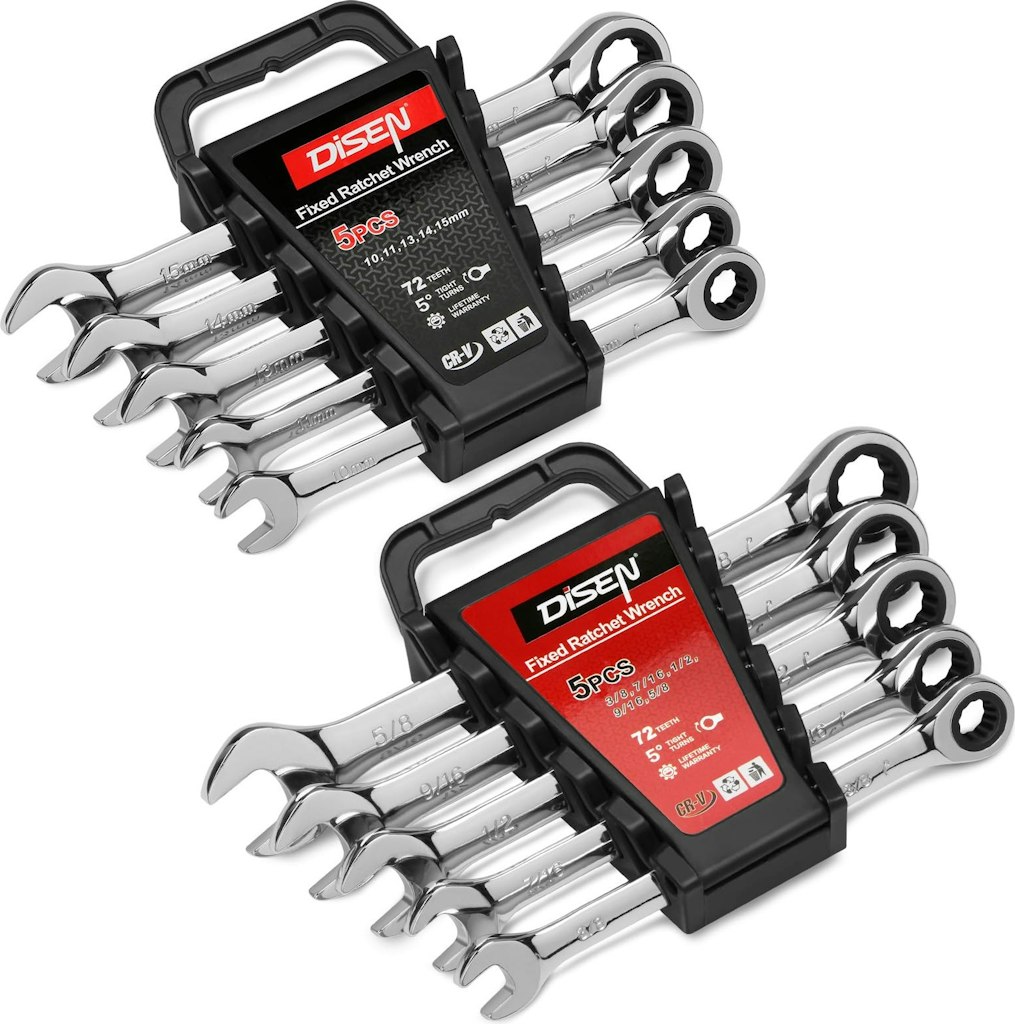 Disen 10-Piece SAE & Metric Ratcheting Wrench Set: $20 Disen 10-Piece SAE & Metric Ratcheting Wrench Set: $20