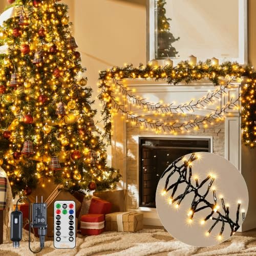Ollny 1,000-LED 49-Foot Cluster Christmas String Lights: $35.09