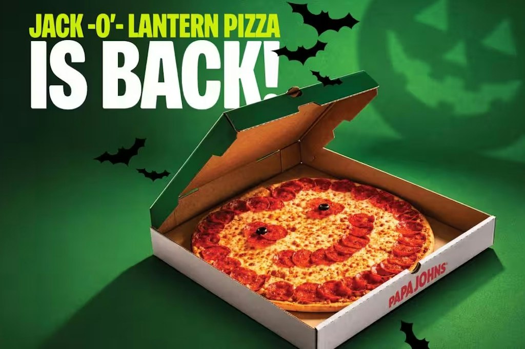 Papa Johns Jack-o'-Lantern Pumpkin-Shaped Pepperoni Pizza: $12