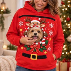 Reindeer Print Pet Carrier Bonding Hoodie for $18 + $9 shipping