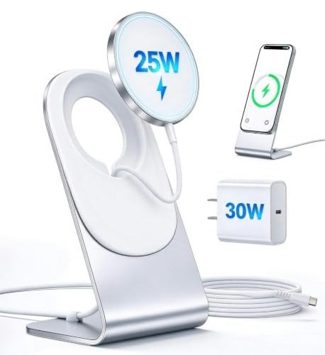 25W Magnetic Wireless Charger with 30W Adapter and Stand: $13.99