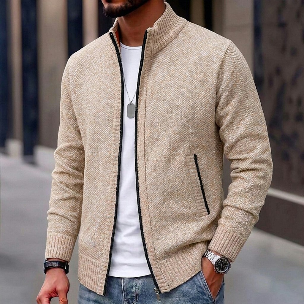 Fleece Ribbed Knit Zip-Up Sweater Cardigan: 2 for $18