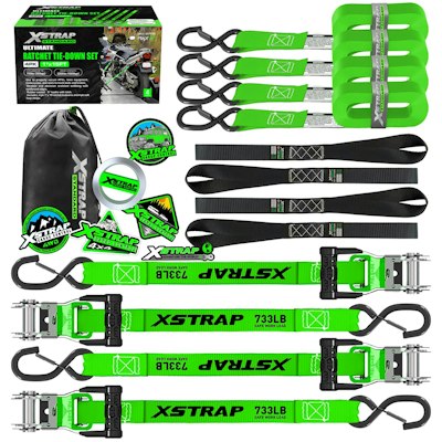 15-Foot Motorcycle Ratchet Tie Down Straps 4-Pack for $14 + free shipping w/ Prime