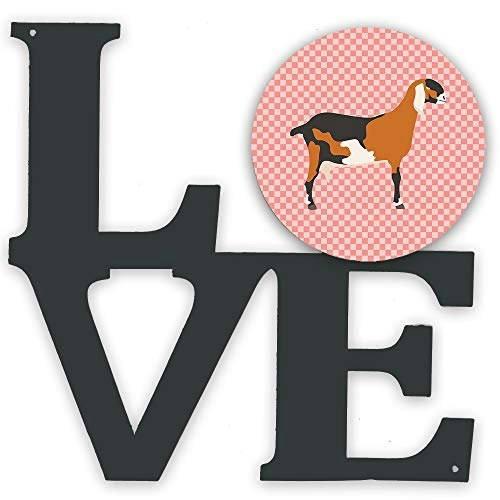 Caroline's Treasures BB7883WALV Anglo-Nubian Goat Pink Check Metal Wall Art: $41.77