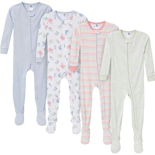 Gerber Baby Girls' Footed Pajamas 4-Pack: $24.71