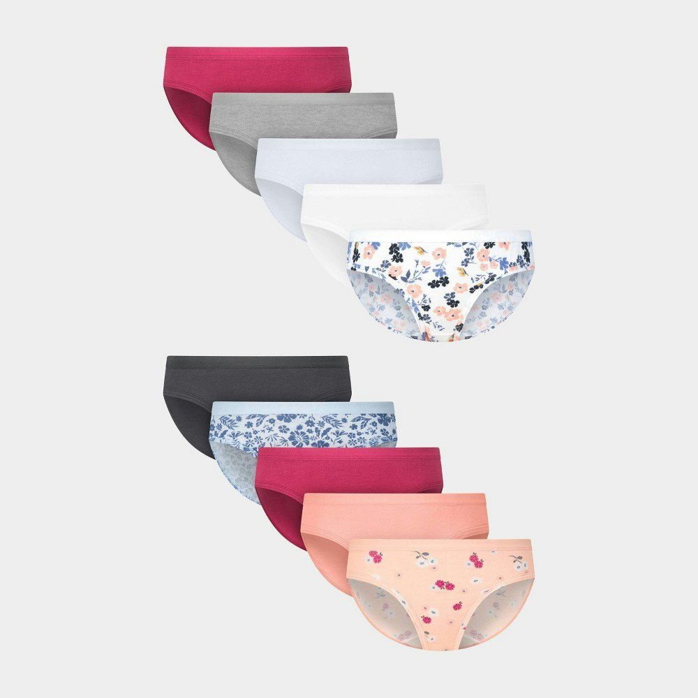 Hanes Girls' Floral Cotton Stretch Bikini Underwear 10-Pack: $15.49