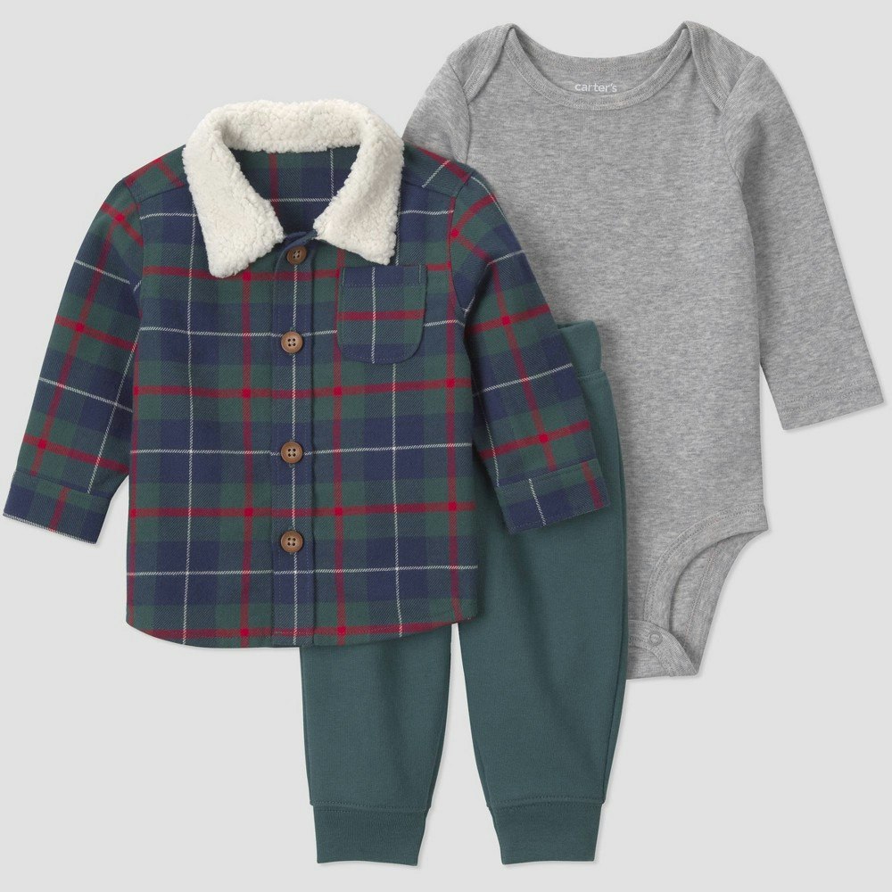 Carter's Just One You Baby Boys' 3-Piece Plaid Shacket Bodysuit and Joggers Set 24M: $19 Carter's Just One You Baby Boys' 3-Piece Plaid Shacket Bodysuit and Joggers Set 24M: $19
