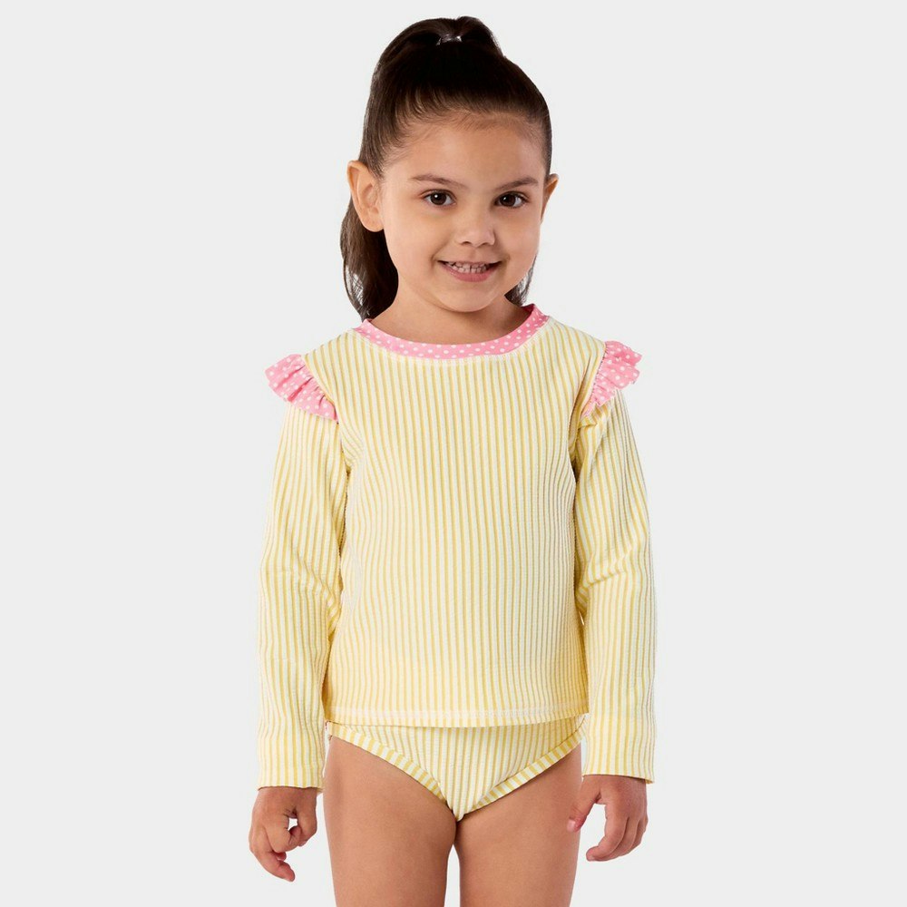 RuffleButts Baby Girls' Seersucker Long Sleeve Rash Guard Set 18M: $23 RuffleButts Baby Girls' Seersucker Long Sleeve Rash Guard Set 18M: $23